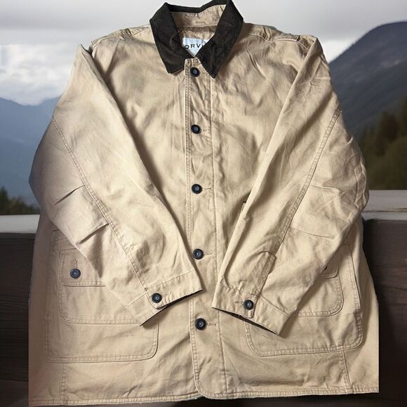 Orvis Chore Coat Mens XXL Quilted Barn Coat Field Jacket Tan Canvas Lined
